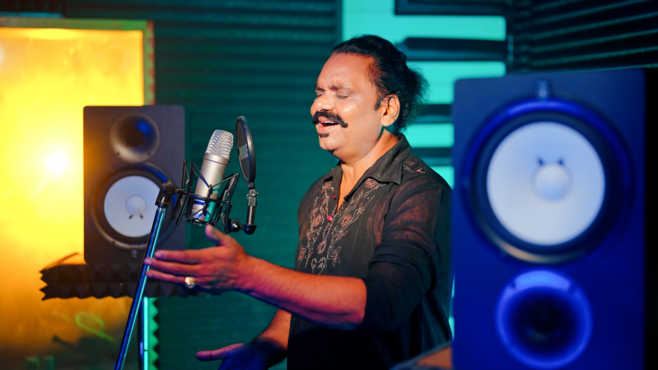 Singer performing